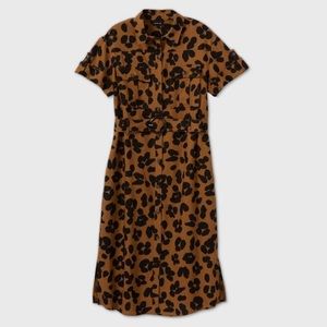 Who What Wear Leopard Print Short Sleeve Dress